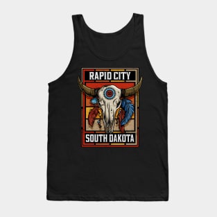 Rapid City South Dakota Native American Bison Skull Tank Top